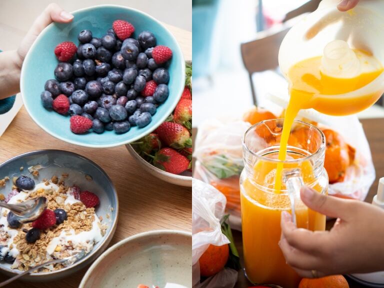 Arándanos y jugo de naranja // Fotos: Getty Images