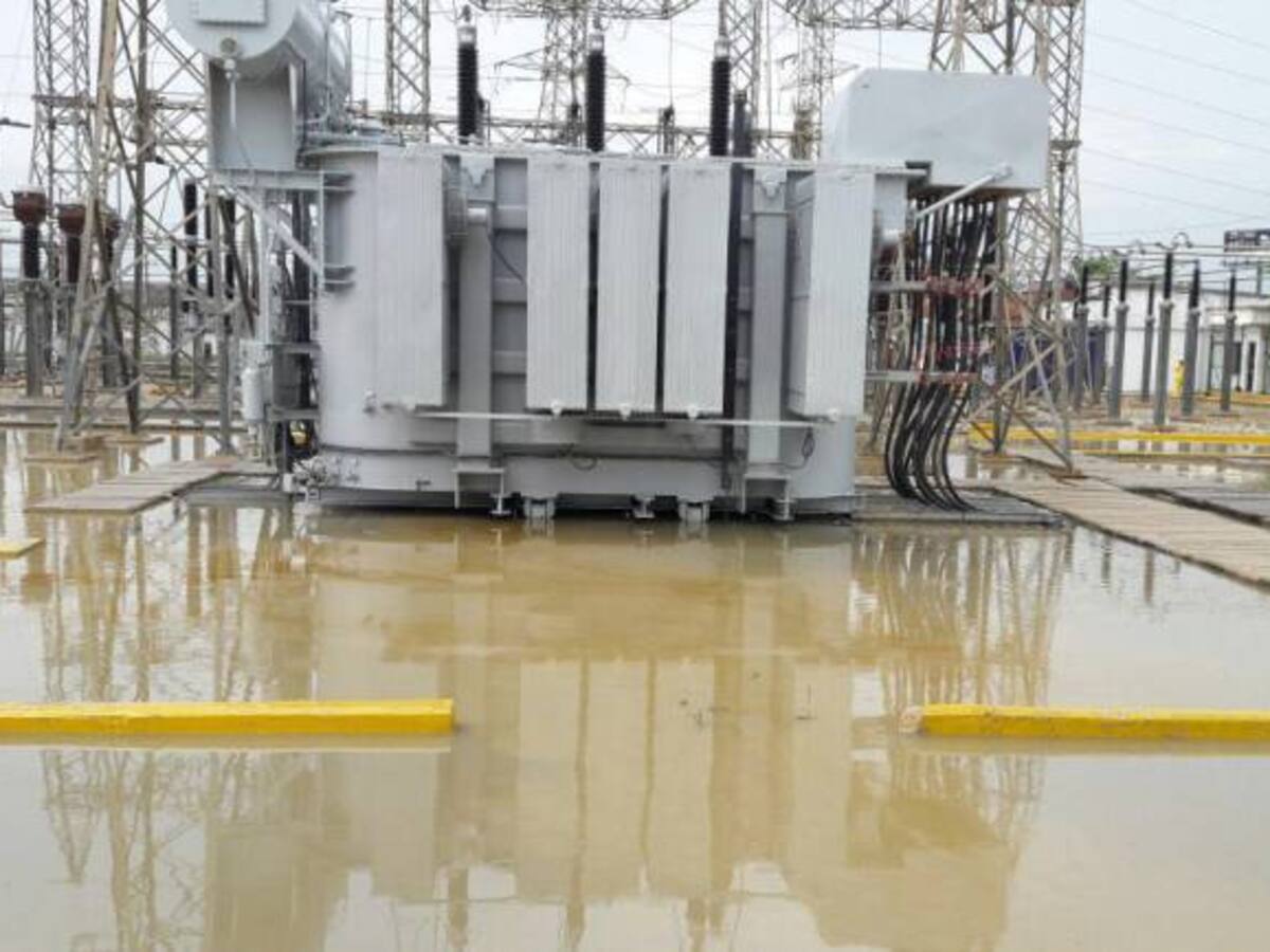 Subestación eléctrica El Bosque inundada por lluvias del lunes
