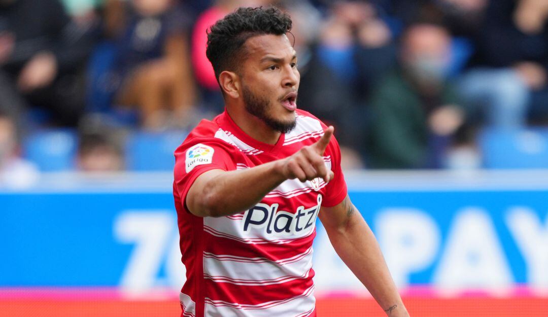 Luis Javier Suárez celebra el gol del triunfo ante el Alavés.