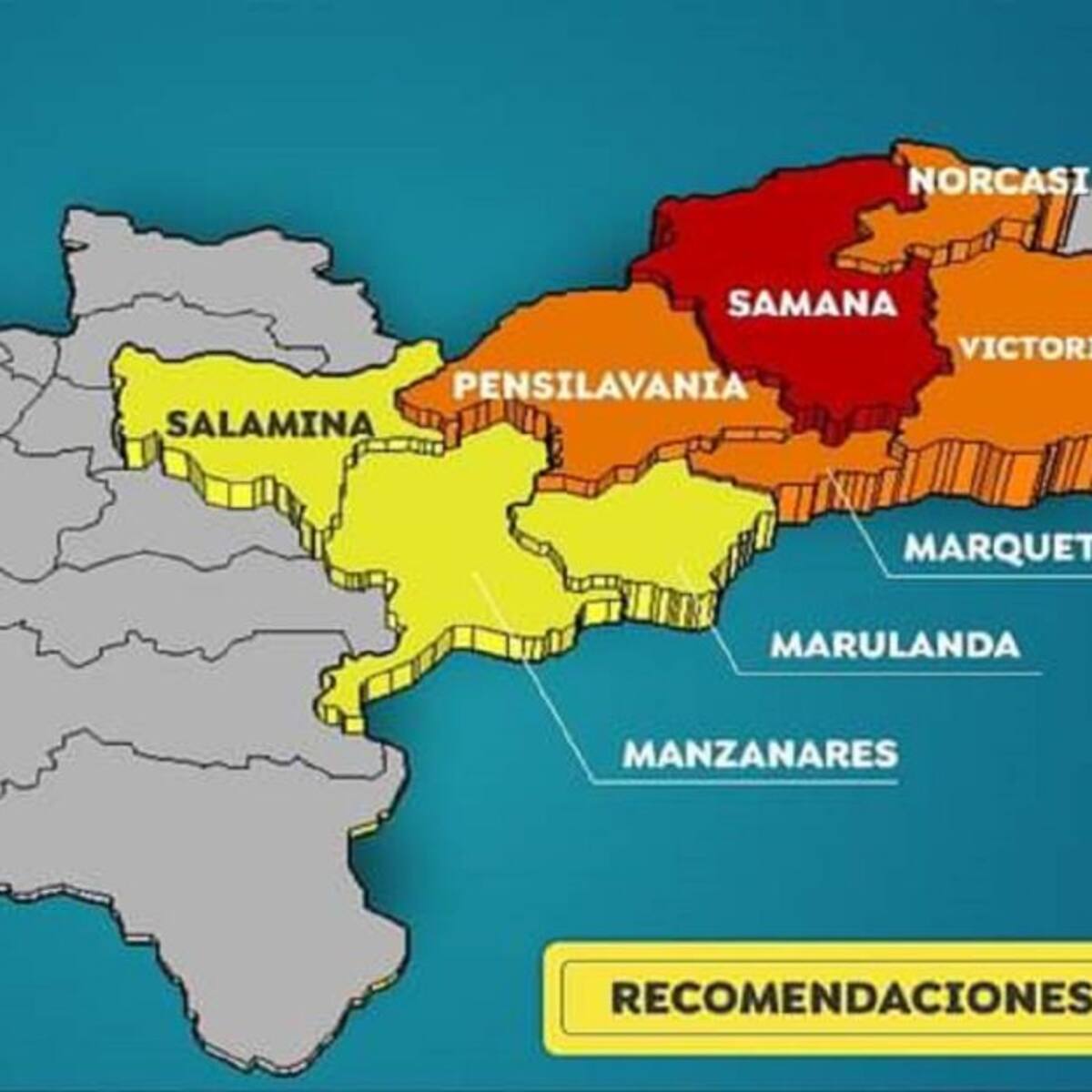 Alerta para ocho municipios de Caldas por riesgo de deslizamientos