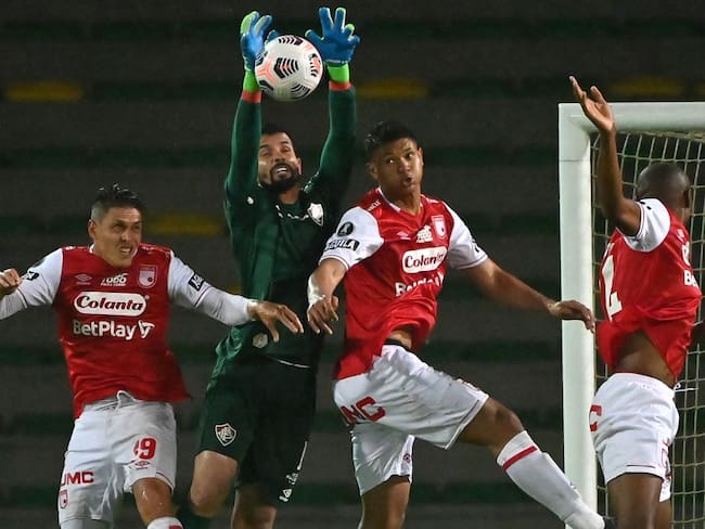 Independiente Santa Fe en el partido ante Fluminense por Copa Libertadores