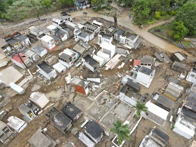 Panorámica del cementerio de Piojó, tras el deslizamiento de tierra que afectó el municipio./Corporación Regional Autónoma, CRA Atlántico