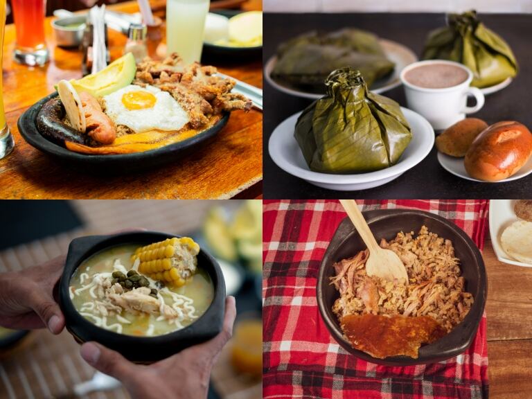 Platos típicos de Colombia // Collage realizado con fotos de Getty Images