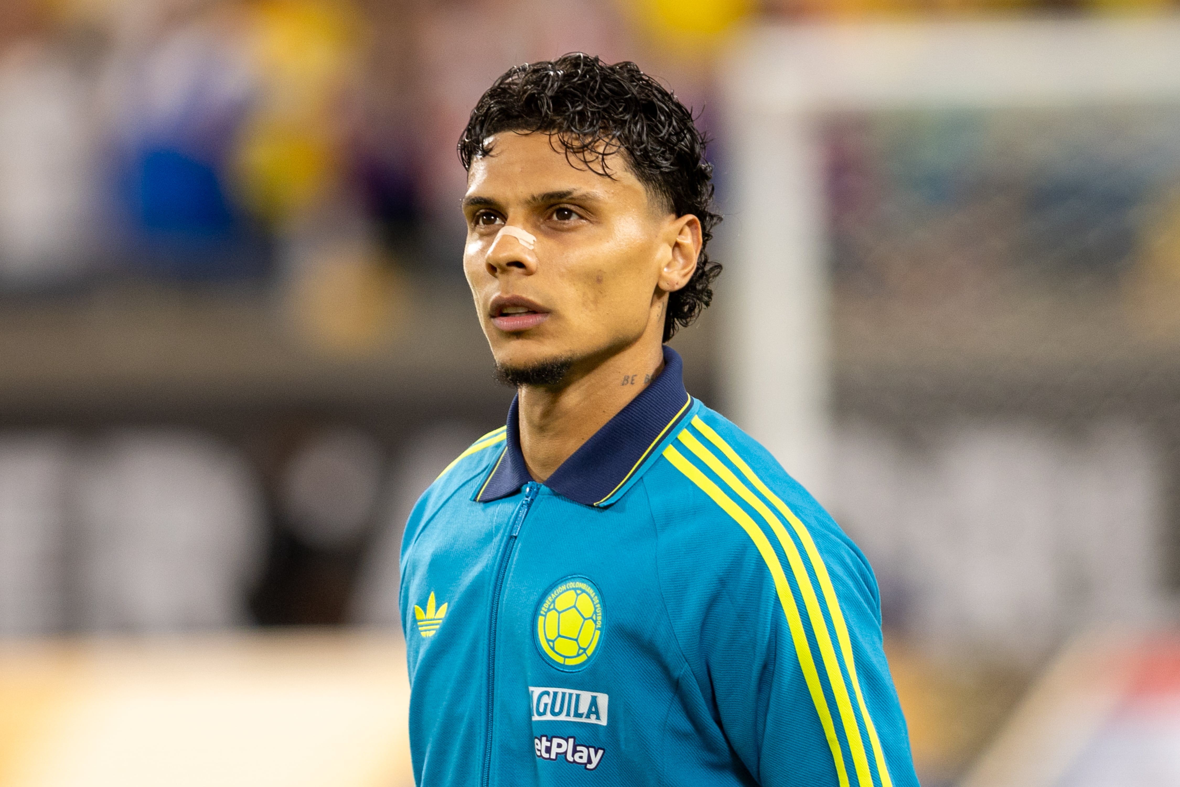 ORLANDO, FLORIDA - MARCH 26: Richard Rios #6 of Colombia looks down the pitch before an international friendly between Colombia and Croatia at Camping World Stadium on March 26, 2026 in Orlando, Florida. (Photo by Eston Parker/ISI Photos/ISI Photos via Getty Images)