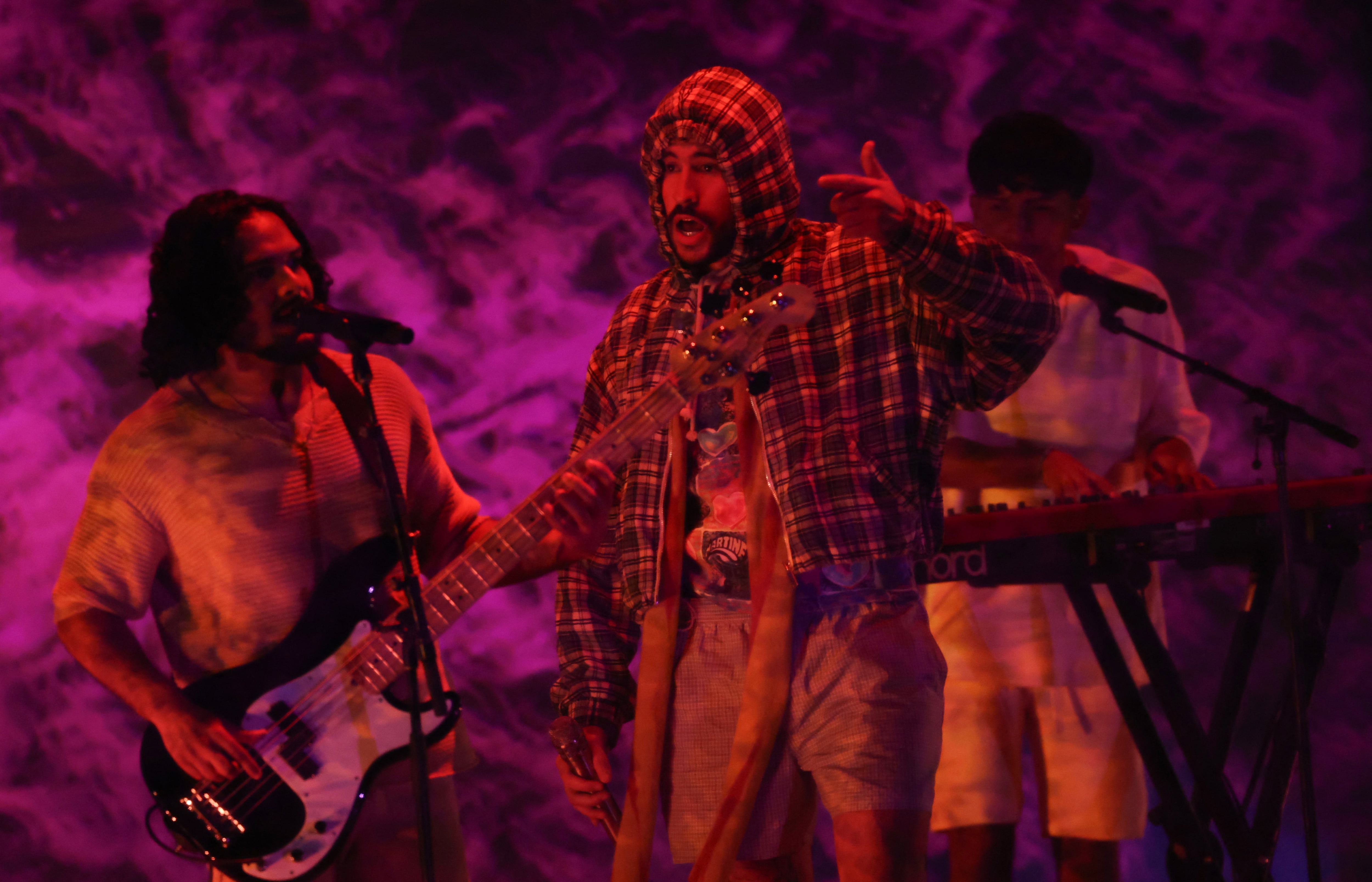 Puerto Rican rapper and singer-songwriter Bad Bunny performs onstage during the 26th Annual Latin Grammy Awards at the MGM Grand Garden Arena in Las Vegas, Nevada on November 13, 2025. (Photo by VALERIE MACON / AFP) / RESTRICTED TO EDITORIAL USE