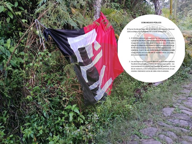 Panfleto falso que circuló despues de la instalación de bandereas del ELN en el Suroeste- fotos cortesía