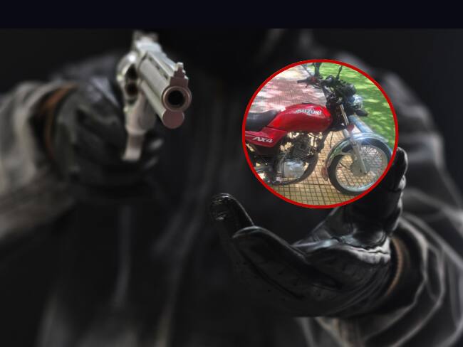 Imagen de referencia del hurto en entidad bancaria y la moto incautada por la Policía de Barranquilla, por presuntamente haber participado en el robo./ Foto: Getty Images y cortesía