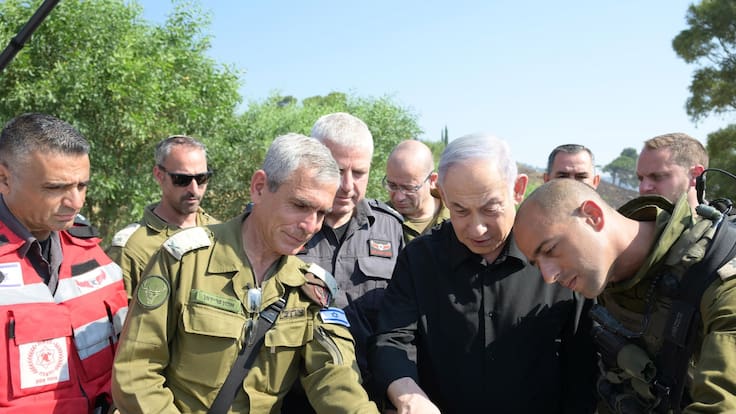 JERUSALÉN, 05/06/2024.- &quot;Estamos preparados para una acción muy fuerte en el norte&quot;, aseguró este miércoles el primer ministro israelí, Benjamín Netanyahu, en una vista a las tropas apostadas en la frontera con Líbano después de varios días de intenso intercambio de fuego con Hizbulá. EFE/Oficina del Primer Ministro/GPO/SOLO USO EDITORIAL/SOLO DISPONIBLE PARA ILUSTRAR LA NOTICIA QUE ACOMPAÑA (CRÉDITO OBLIGATORIO)