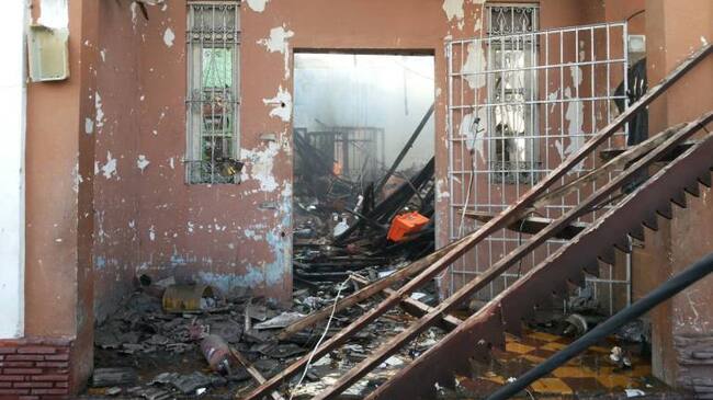 La bodega quedó en ruinas tras el incendio.