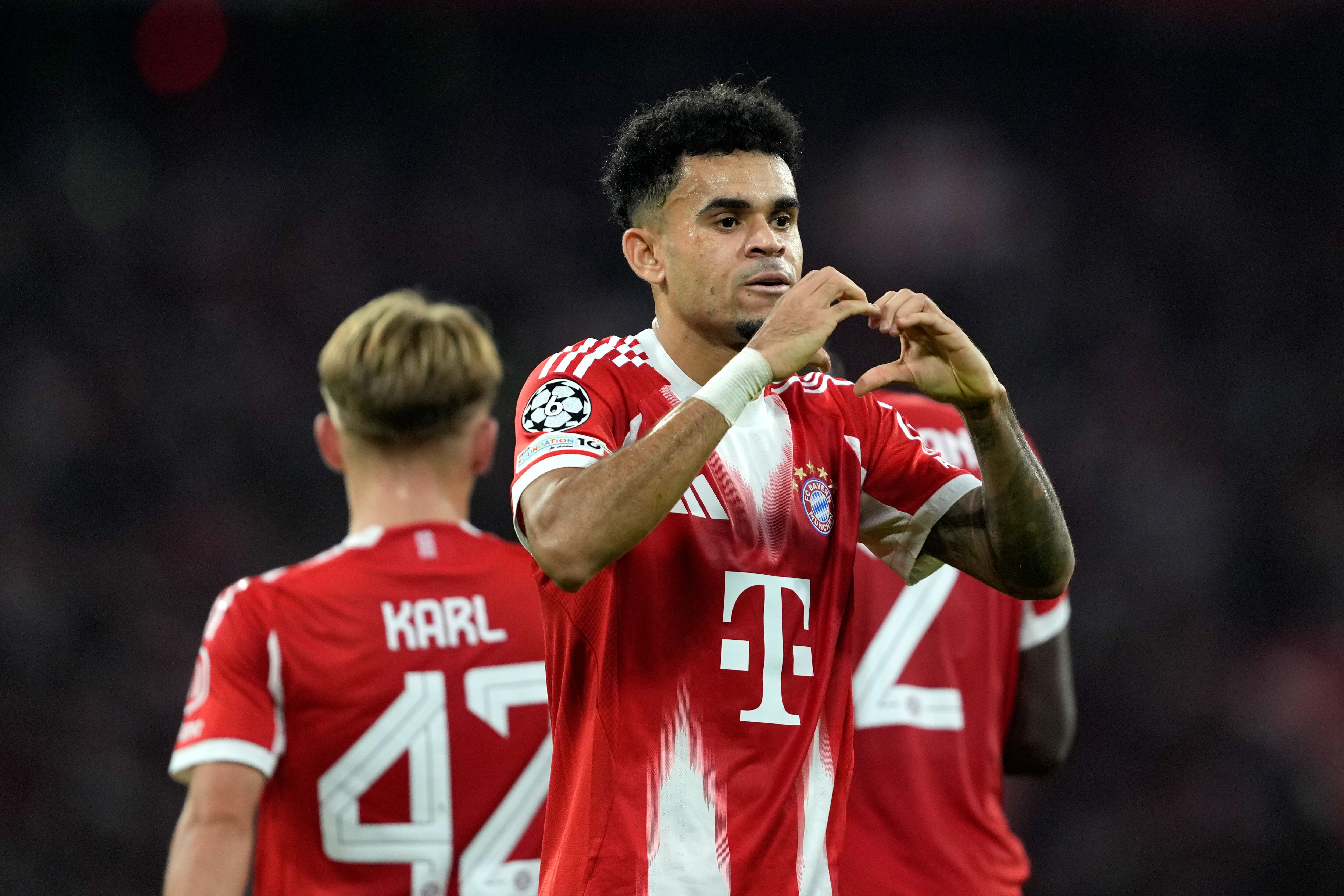 Luis Díaz celebra su gol ante el Club Brujas en Champions. (Photo by F. Noever/FC Bayern via Getty Images)