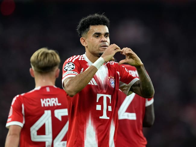 Luis Díaz celebra su gol ante el Club Brujas en Champions. (Photo by F. Noever/FC Bayern via Getty Images)