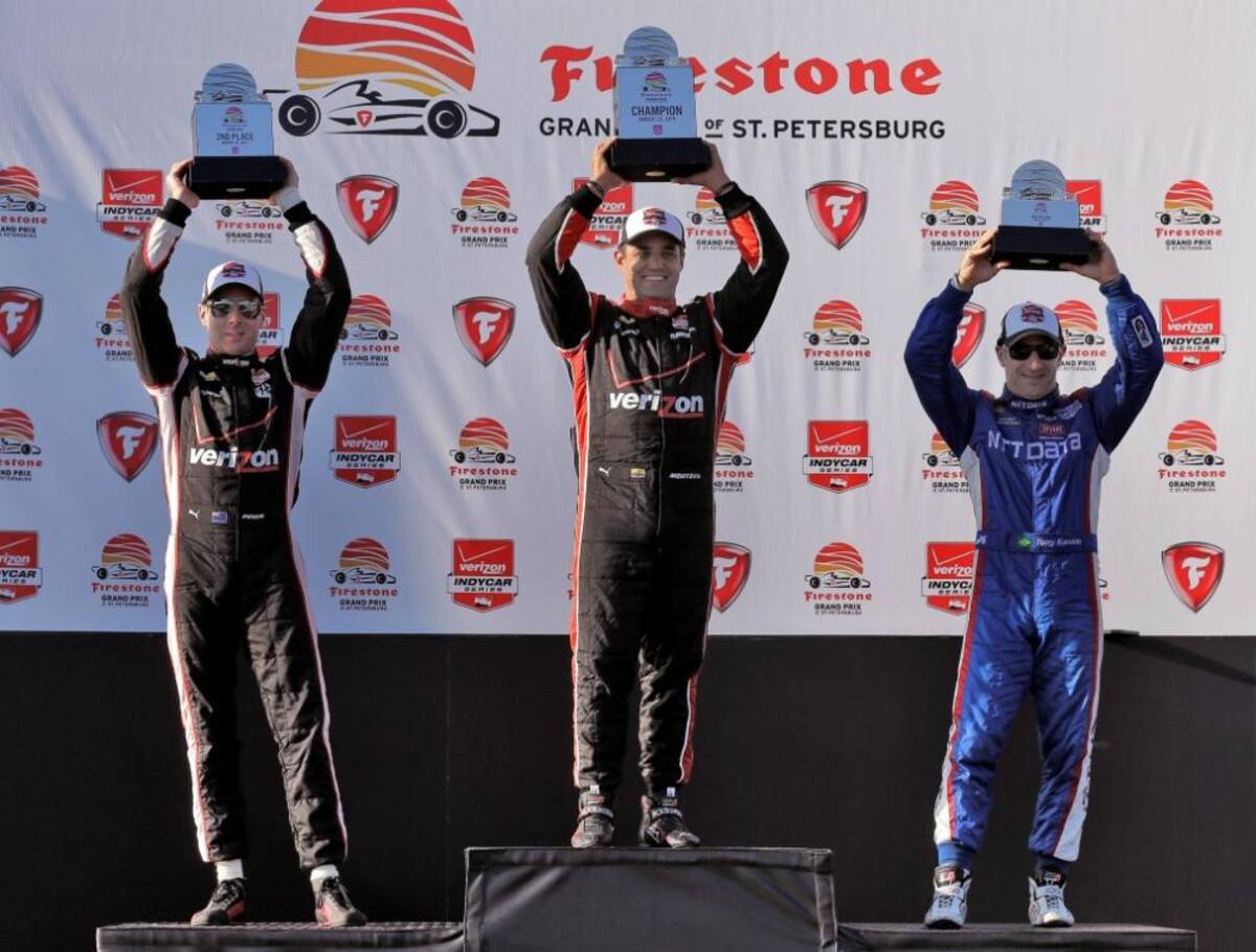 El piloto bogotano consiguió su decimotercer triunfo en la IndyCar en el inicio de la temporada 2015 en San Petersburgo. Montoya superó a su compañero de escudería Will Power, quien terminó segundo. El tercero fue Tony Kanaan.