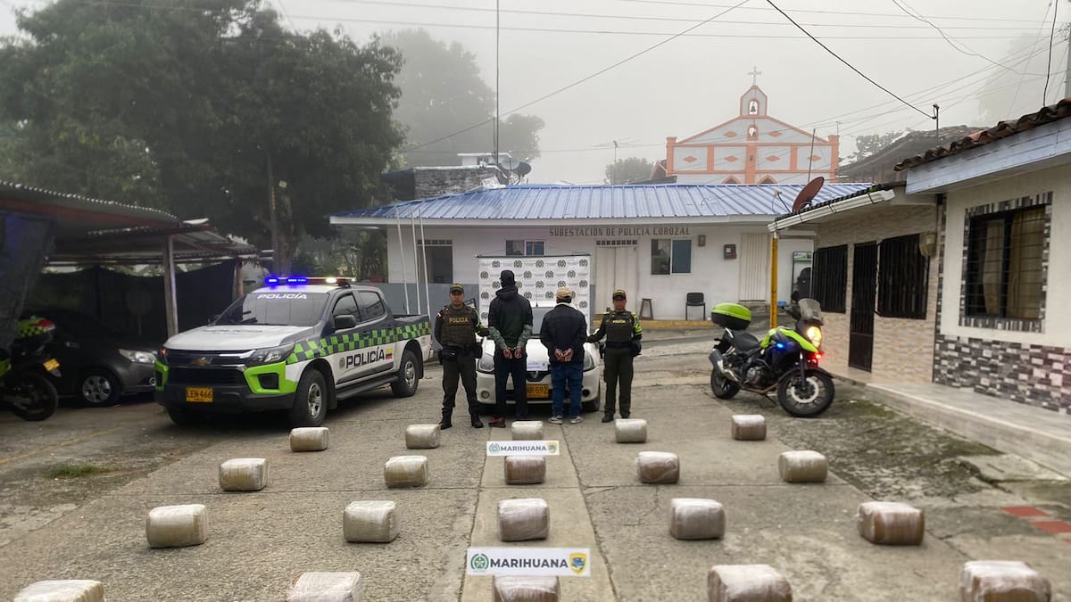 Incautan más de 100 kilos de marihuana en vías del Valle: dos hombres fueron capturados