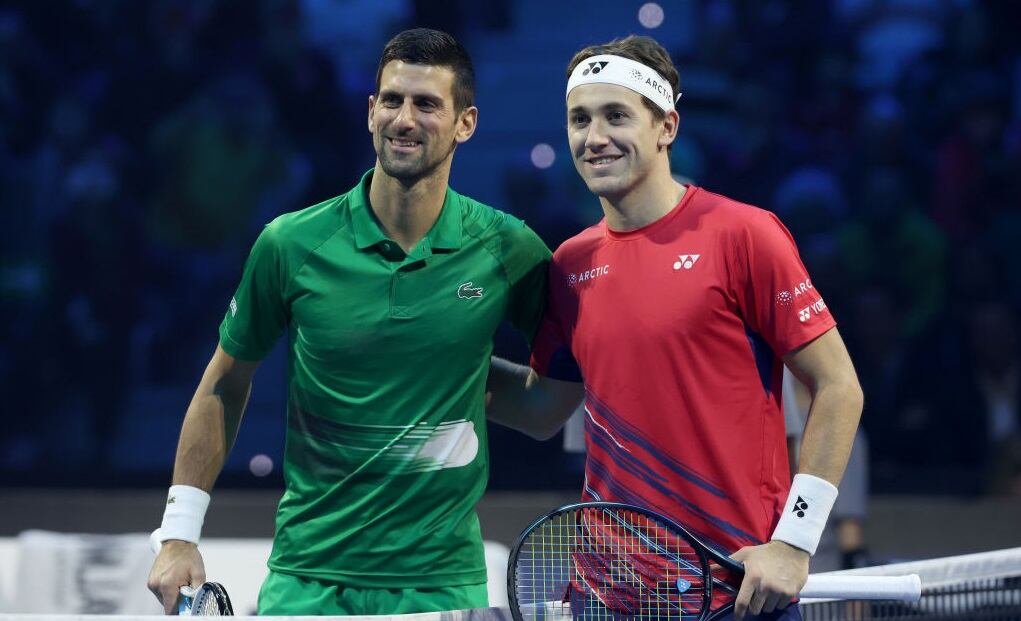 Novak Djokovic y Casper Ruud, finalistas de Roland Garros 2023 (Photo by Matthew Stockman/Getty Images)