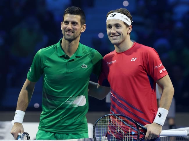 Novak Djokovic y Casper Ruud, finalistas de Roland Garros 2023 (Photo by Matthew Stockman/Getty Images)