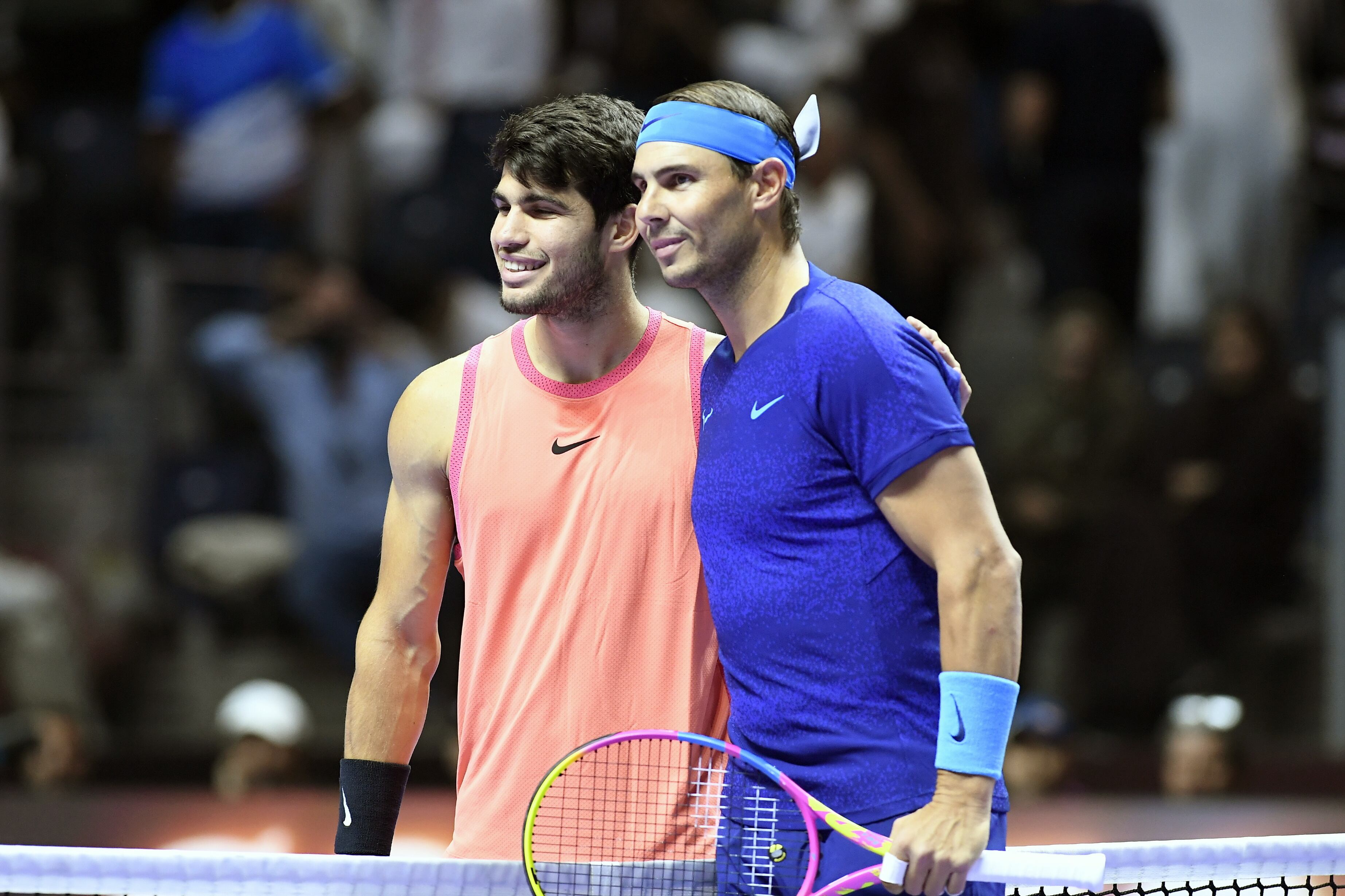 Rafael Nadal y Carlos Alcaraz en el Six Kings Slam de Riyadh, Arabia Saudí, 17 October 2024. (Tenis, Arabia Saudita, España) EFE/EPA/STR