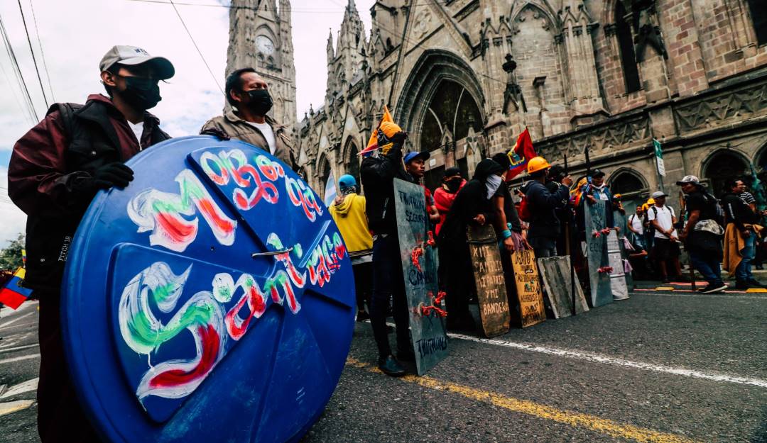 Manifestantes indígenas en Ecuador.                   Foto: Getty