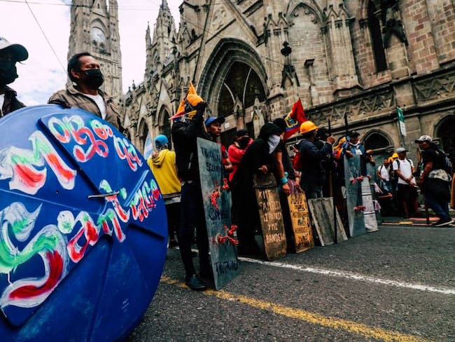 Manifestantes indígenas en Ecuador.                   Foto: Getty