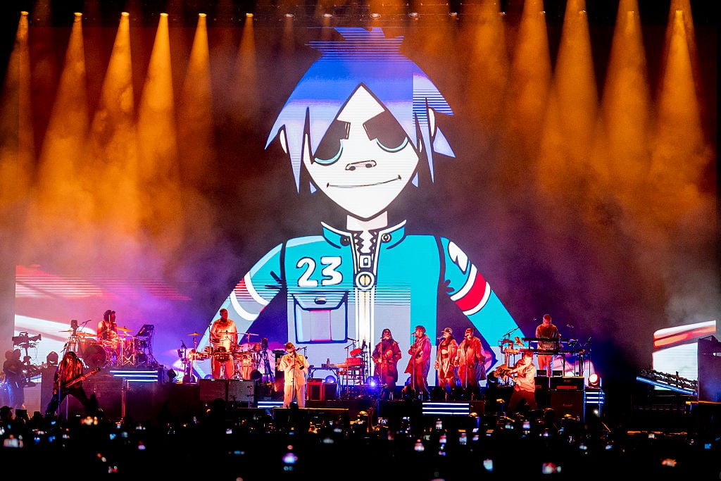 MADRID, SPAIN - SEPTEMBER 20: The band Gorillaz during their performance at the Pulse of Gaia Festival, at the Universidad Autonoma, on September 20, 2025, in Madrid, Spain. Gorillaz, the iconic virtual band led by Damon Albarn and Jamie Hewlett, is in the spotlight this 2025 for the announcement of their new album, "The Mountain," which will be released worldwide on March 20, 2026 through their own label, KONG. The band is celebrating its 25th anniversary with special concerts in London and the tour to present the new album, which in 2026 will tour Manchester, Birmingham, Dublin and culminate at Tottenham Hotspur Stadium in London. (Photo By A. Perez Meca/Europa Press via Getty Images)