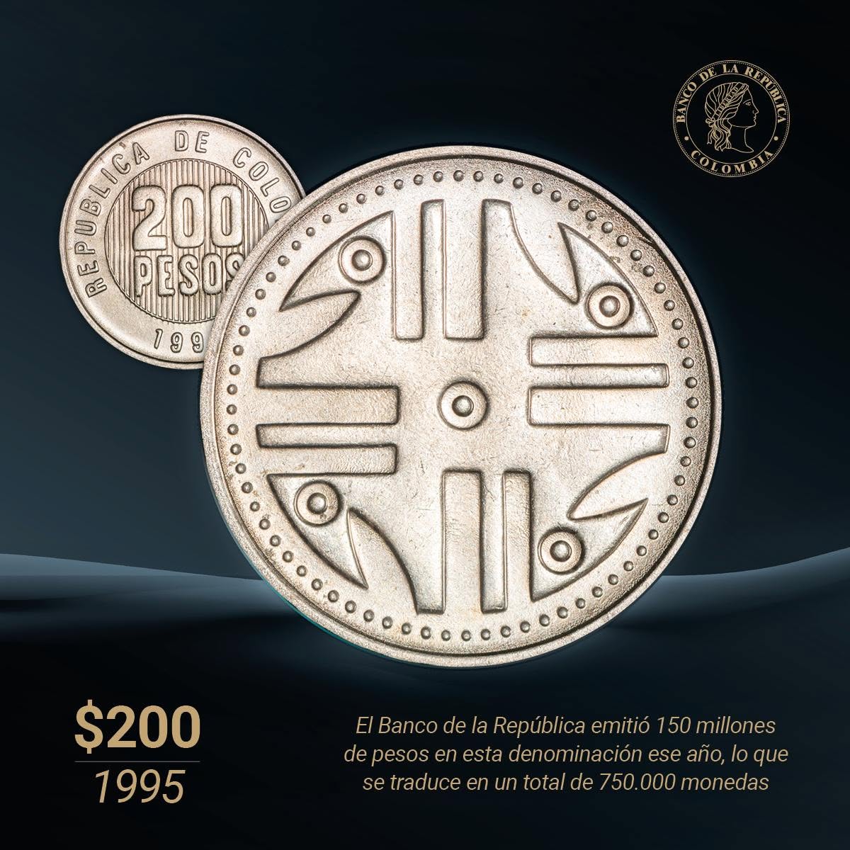 Moneda de $200 con cinco puntas. Foto Banco de la República.
