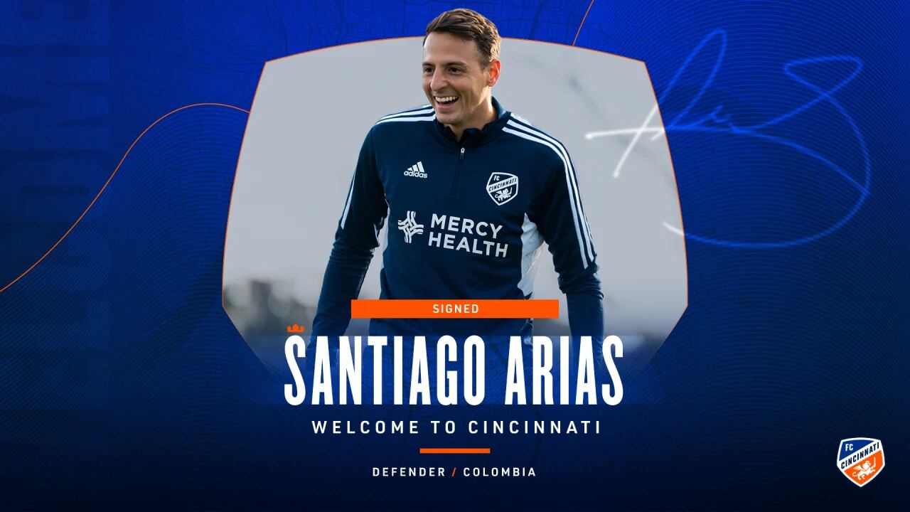 Santiago Arias, nuevo jugador del FC Cincinnati / Twitter: fccincinnati.com