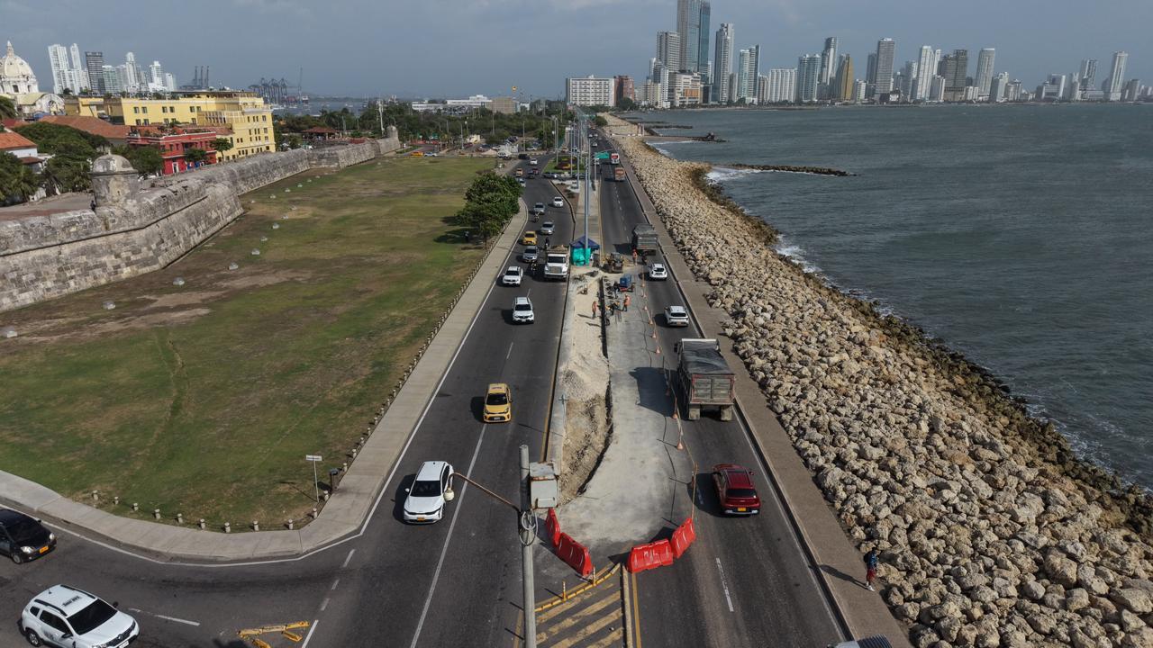 Nuevo carril en la avenida Santander. // Alcaldía de Cartagena