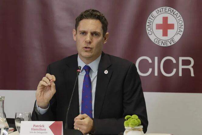 El jefe de la delegación en Colombia del Comité Internacional de la Cruz Roja (CICR), Patrick Hamilton, habla durante la presentación del informe sobre la situación humanitaria en el país, este jueves, en Bogotá (Colombia). EFE/ Carlos Ortega