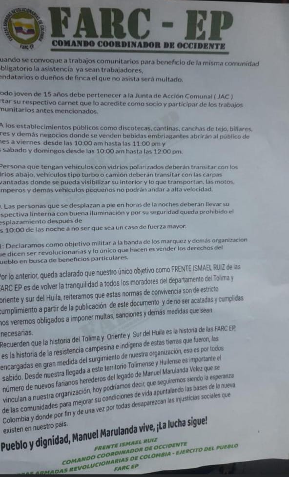 Analizan amenazas que circulan en el municipio de Garzón.
