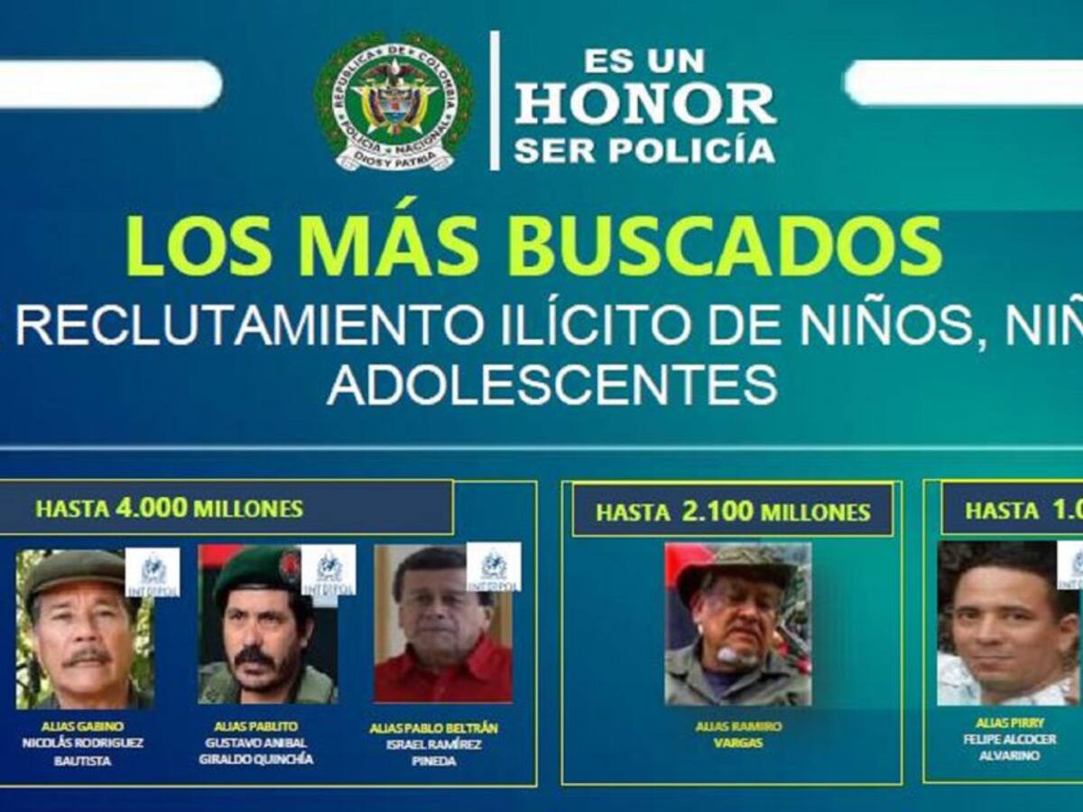 Actualizan cartel de los más buscados del ELN por reclutamiento infantil