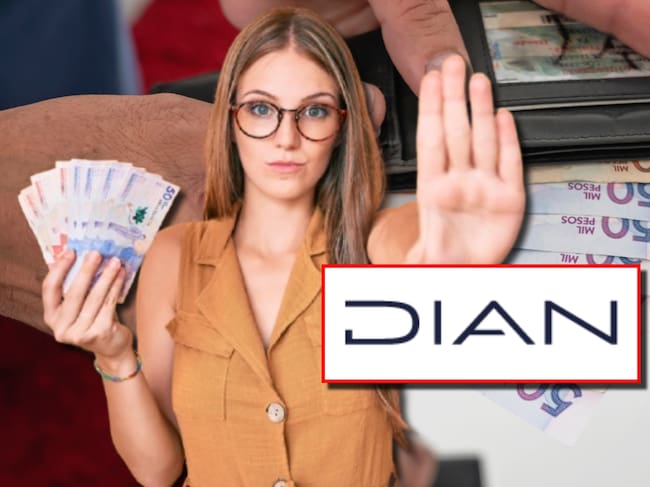 Persona con dinero en la mano y logo de la DIAN. Fotos: Getty Images / DIAN