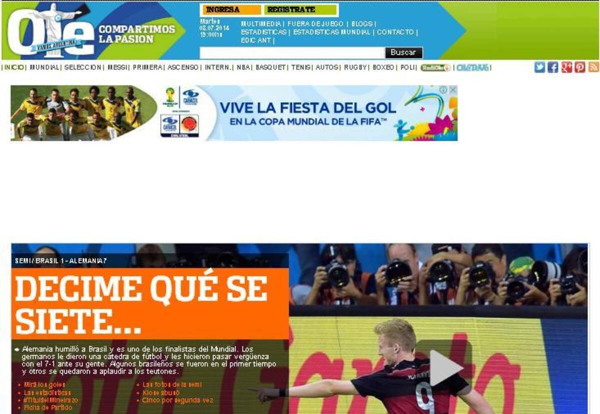 Otros portales internacionales también hacen referencia al partido.