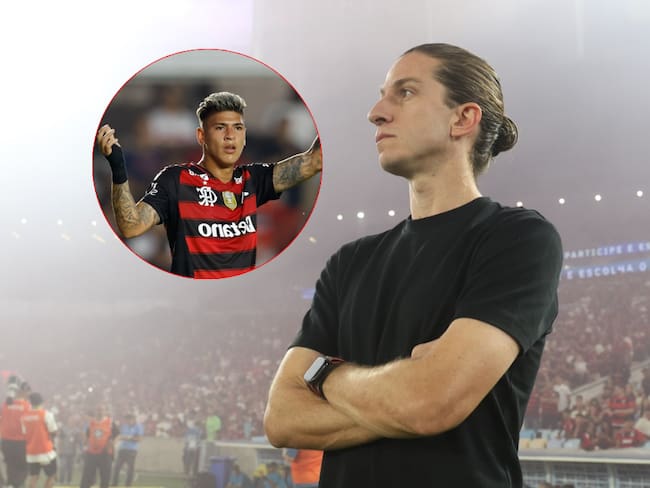 Filipe Luis, entrenador de Flamnego y Jorge Carrascal de Selección Colombia y flamengo / Getty Images.