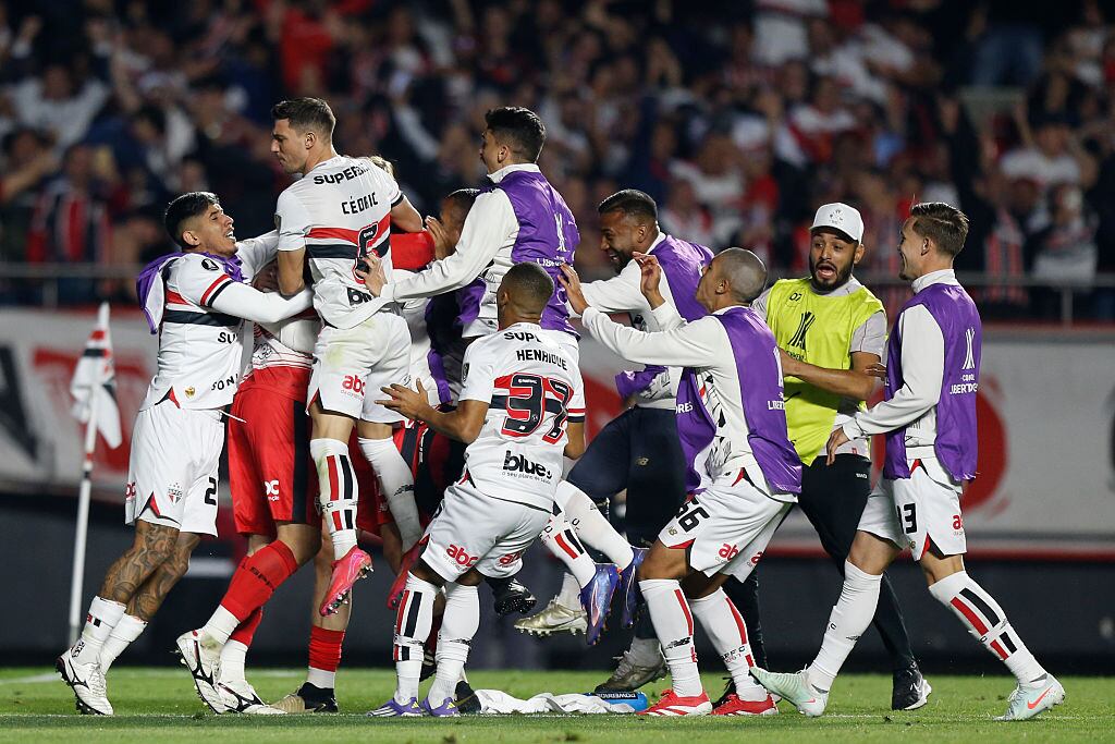 São Paulo celebrando su clasificación a cuartos de final de la Libertadores / Getty Images