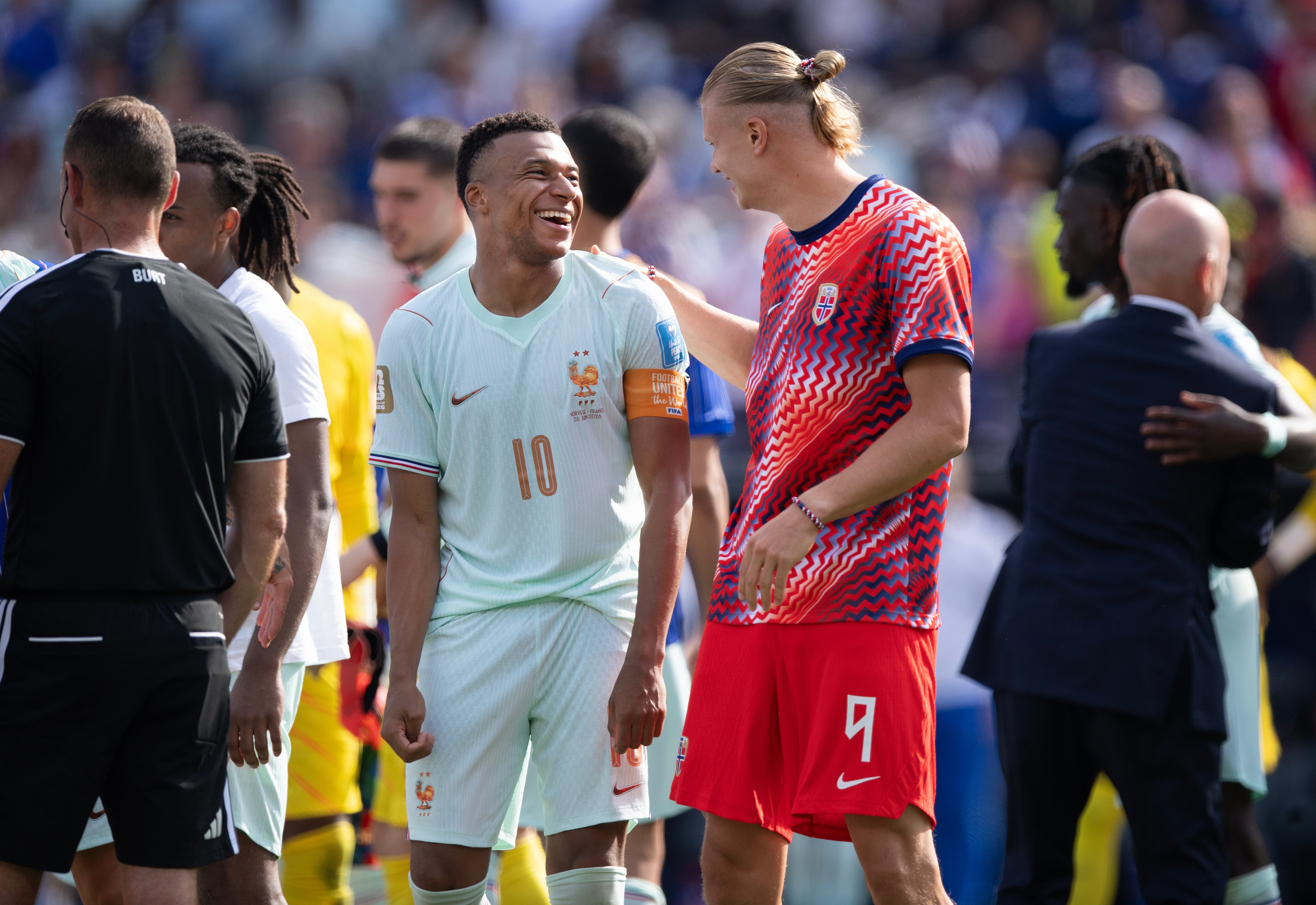 Kylian Mbappé, de Francia. Erling Haaland, de Noruega. Foto: Getty Images.