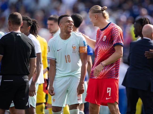 Kylian Mbappé, de Francia. Erling Haaland, de Noruega. Foto: Getty Images.