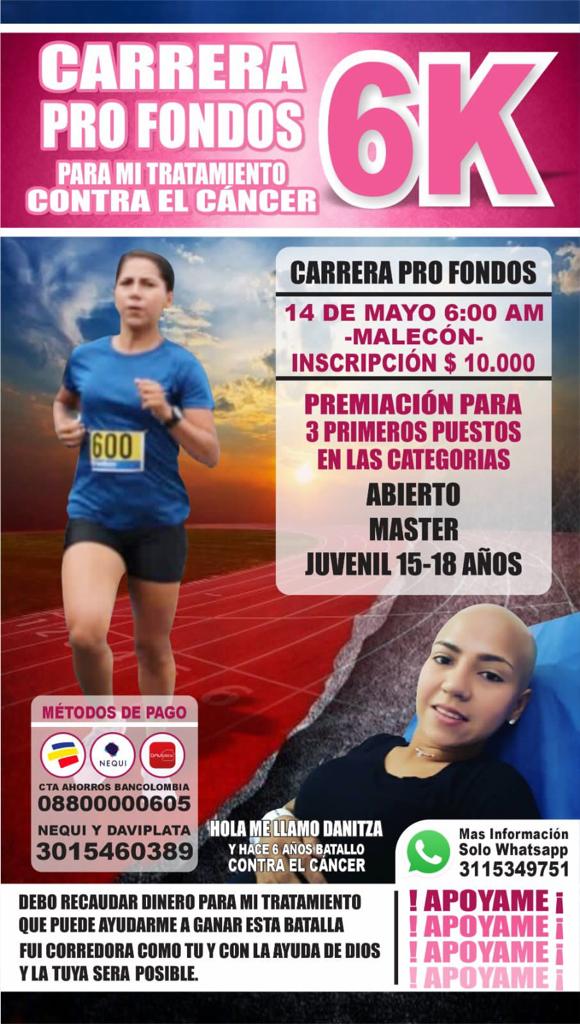 Joven promueve carrera para atender el cáncer que padece