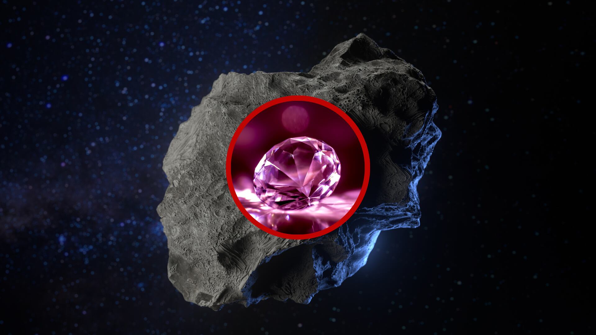 Imagen de referencia, diamante y asteroide. Fotos: Getty Images.