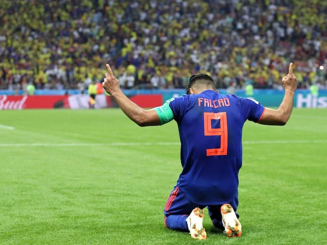 Falcao celebra su emotivo gol convertido en el Mundial de Rusia en 2018.