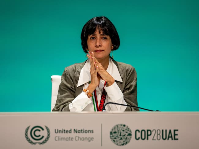 Dubai (United Arab Emirates), 11/12/2023.- Colombia&#039;s Minister of Environment and Sustainable Development Susana Muhamad speaks during a press conference at the 2023 United Nations Climate Change Conference (COP28), in Dubai, United Arab Emirates, 11 December 2023. COP28 runs from 30 November to 12 December, and is expected to host one of the largest number of participants in the annual global climate conference as over 70,000 estimated attendees, including the member states of the UN Framework Convention on Climate Change (UNFCCC), business leaders, young people, climate scientists, Indigenous Peoples and other relevant stakeholders will attend. (Emiratos Árabes Unidos) EFE/EPA/MARTIN DIVISEK