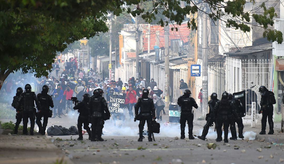 Protestas a las afueras del estadio Metropolitano de Barranquilla