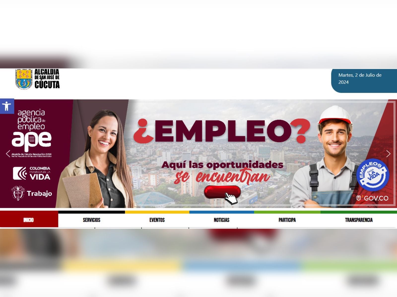 Agencia de Empleo - APE - de Cúcuta. / Foto: Pantallazo página web de la alcaldía de Cúcuta.