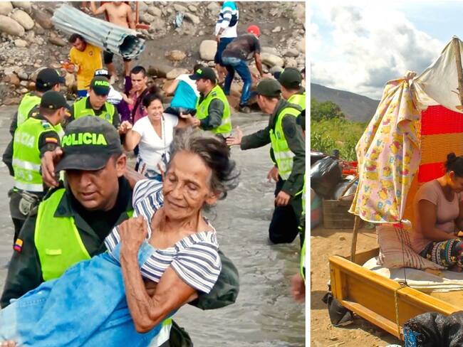 Colombianos que fueron deportados por el río Táchira por el cierre de frontera