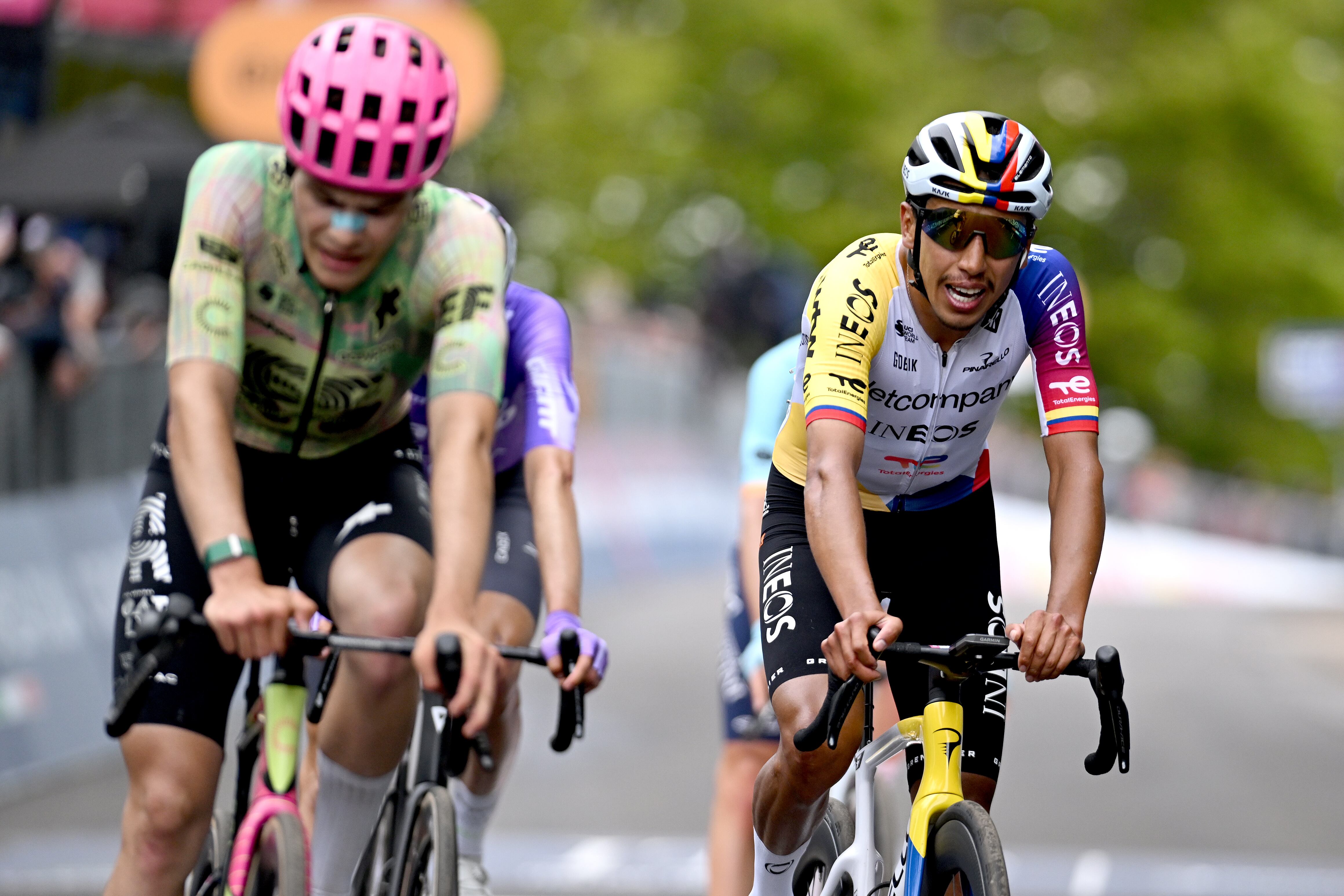 CORNO ALLE SCALE, ITALY - MAY 17: Egan Bernal of Colombia and Netcompany INEOS Cycling Team crosses the finish line during the 109th Giro d'Italia 2026, Stage 9 a 184km stage from Cervia to Corno alle Scale 1469m / #UCIWT / on May 17, 2026 in Corno alle Scale, Italy. (Photo by Tim de Waele/Getty Images)
