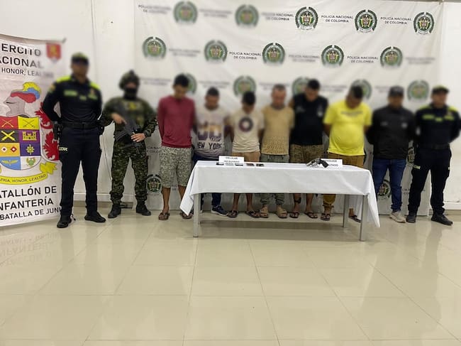 Capturan a 7 presuntos integrantes del Clan del Golfo: estarían implicados en 15 homicidios en Montería. Foto: prensa Policía.