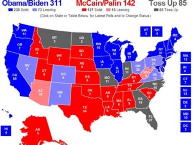 El mapa electoral de EE.UU. cambia el rojo republicano por el azul demócrata