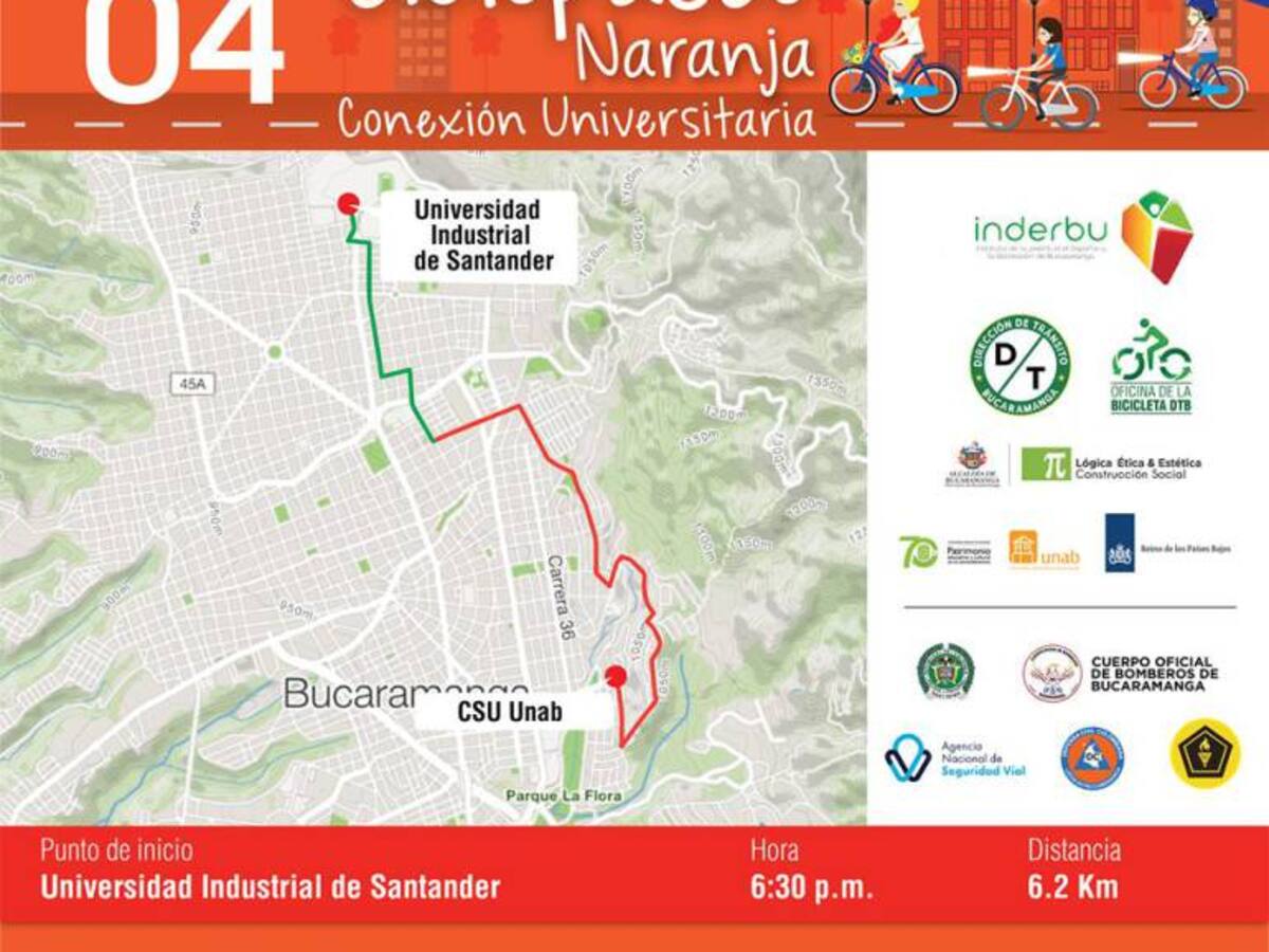 El "ciclopaseo naranja" recorrerá un trayecto entre la Uis y la Unab