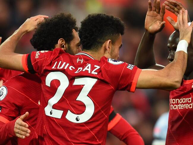 Luis Díaz, Sadio Mané y Mohamed Salah