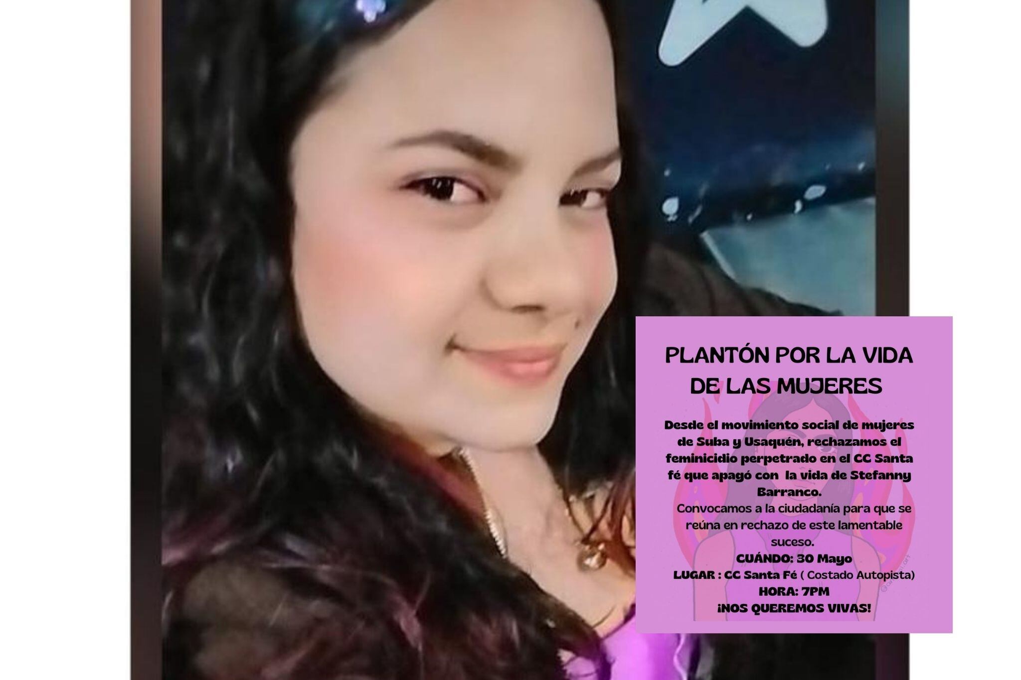 Plantón por el feminicidio de Steffany barranco. / Foto: Cortesía y Movimiento social de mujeres de Suba y Usaquén