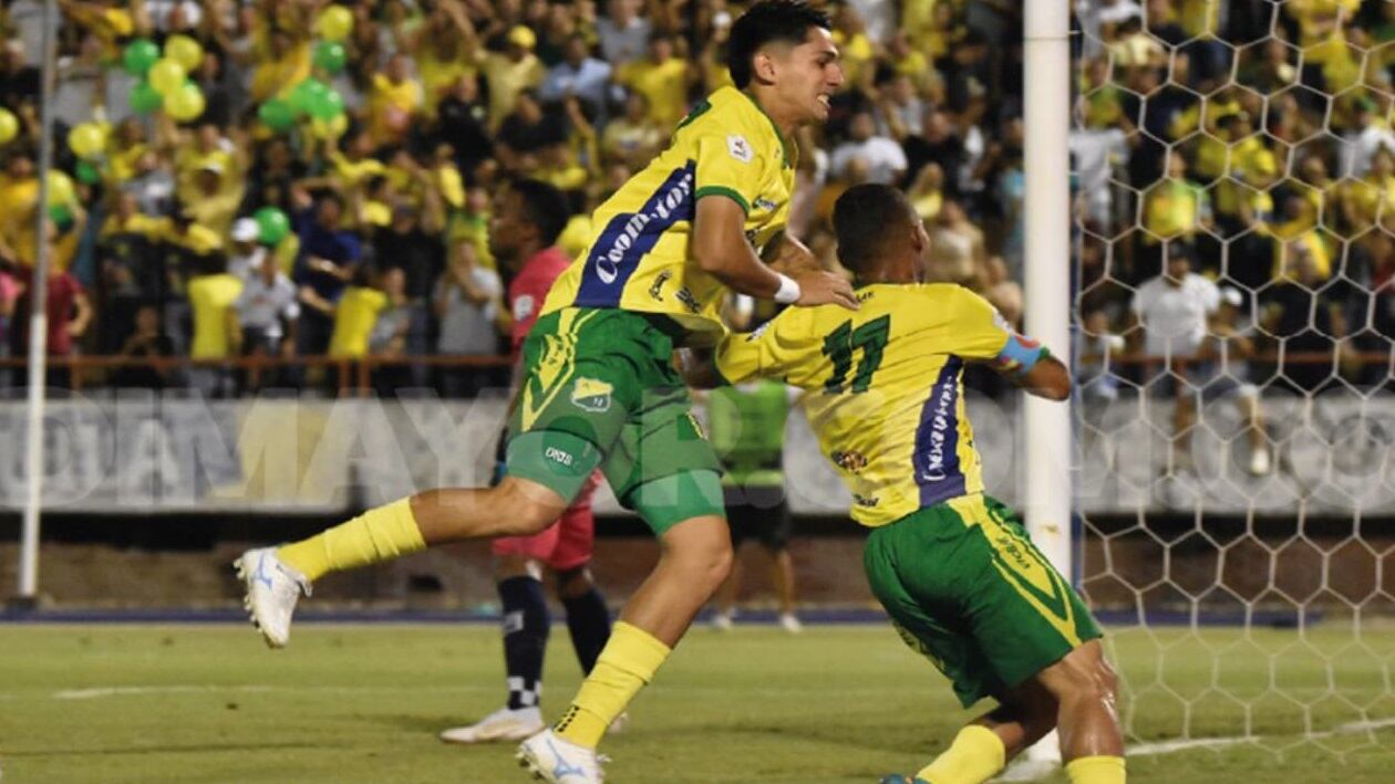 Los jugadores del Huila celebran el único gol del partido en la final de vuelta / @AtleticoHuilaof