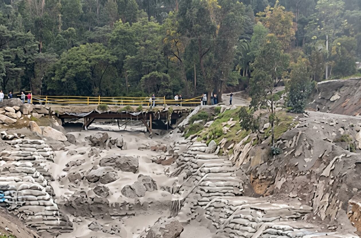 Un puente artesanal también resultó afectado.